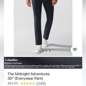 Chubbies NWT Medium Black Everywear Midnight Adventures Pants